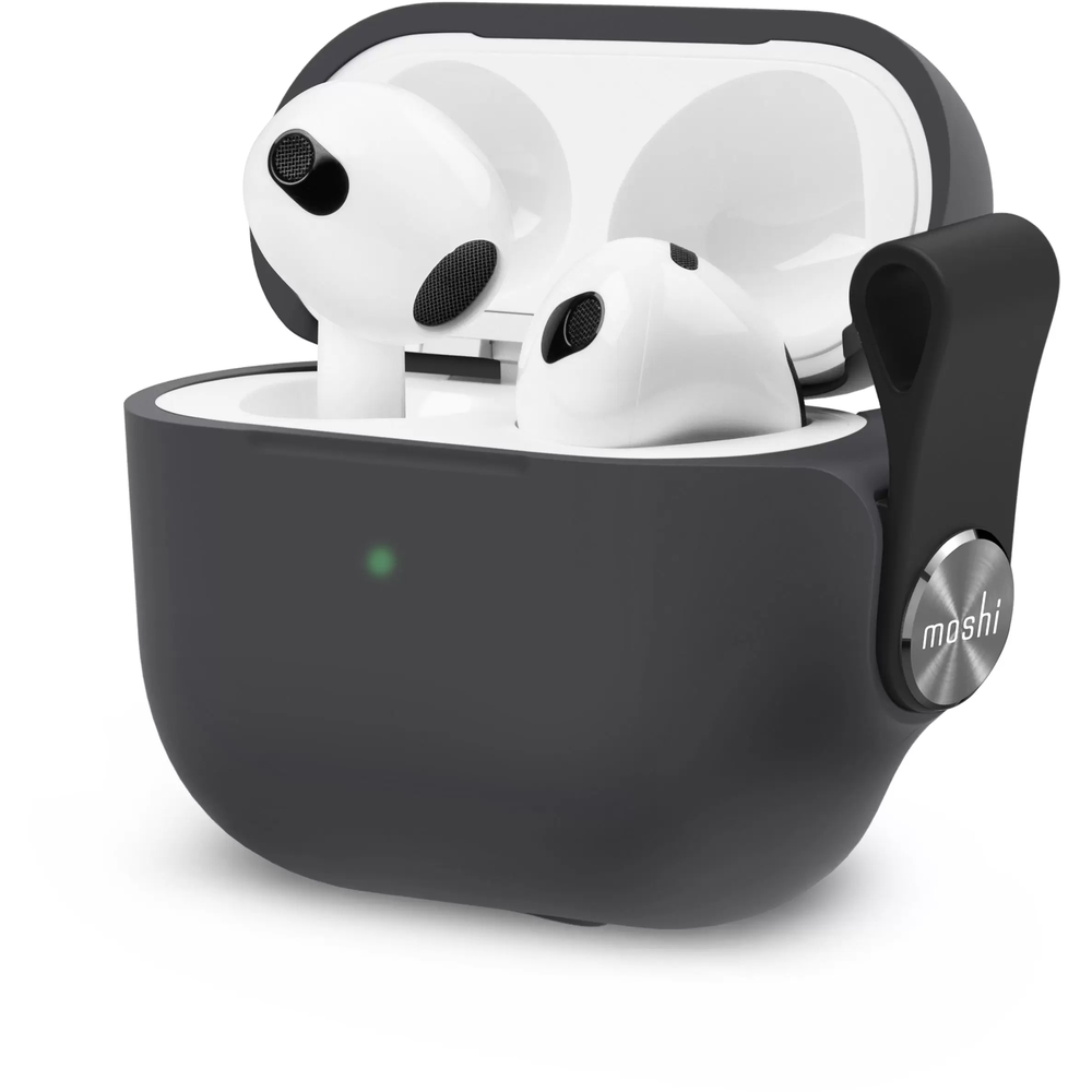 Чехол Moshi Pebbo для AirPods 3. Материал силикон. Цвет: черный.